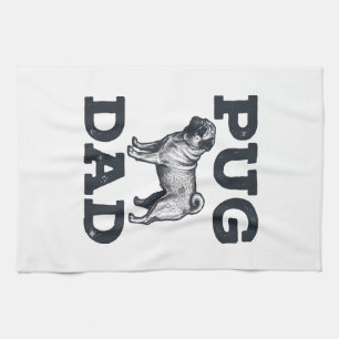 Pug Vader Vintage Gravure Shirt Ontwerp voor Honde Theedoek