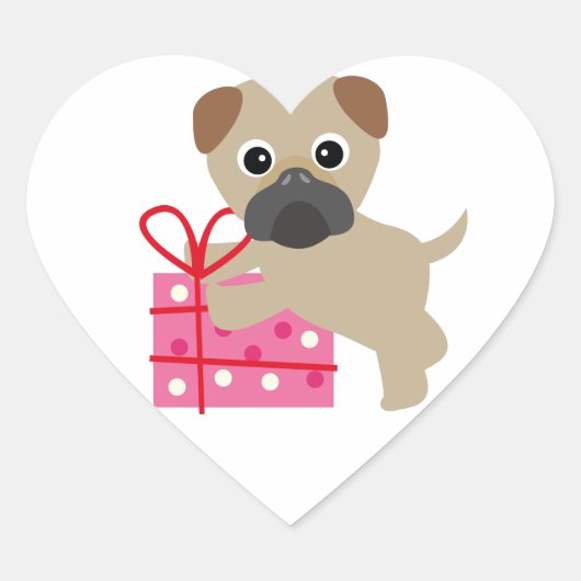 Pug Valentijn Cadeau Stickers (Voorkant)