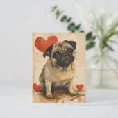 Pug Valentijnsdag Briefkaart (Staand voorkant)