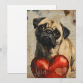 Pug Valentijnsdag Feestdagenkaart (Voorkant / Achterkant)