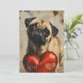 Pug Valentijnsdag Feestdagenkaart (Staand voorkant)