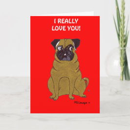 Pug Valentijnsdag Wenskaart Feestdagen Kaart