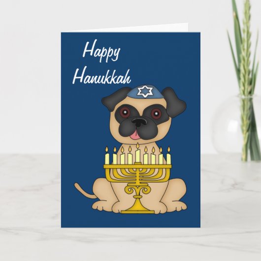 Pug van de Chanoeka Hond Feestdagen Kaart (Voorkant)