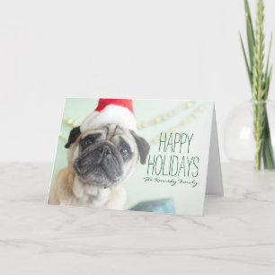 Pug van Kerstmis Feestdagen Kaart