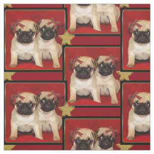 Pug van Kerstmis het patroonStof van de Stof