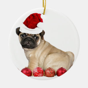 Pug van Kerstmis hond Keramisch Ornament