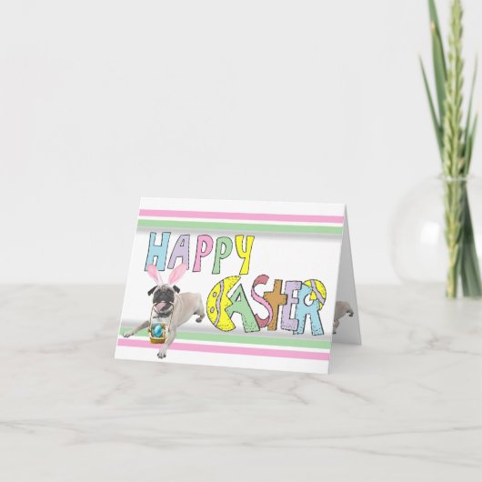 Pug van Pasen Feestdagen Kaart (Voorkant)