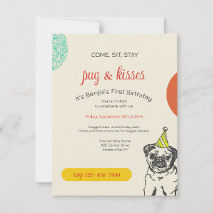 Pug verjaardagsfeest uitnodiging