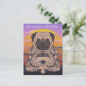 Pug verjaardagspostkaart briefkaart (Staand voorkant)