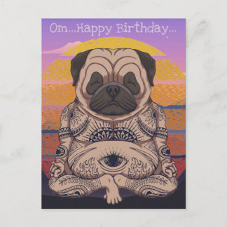 Pug verjaardagspostkaart briefkaart