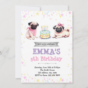 Pug verjaardagsuitnodiging kaart