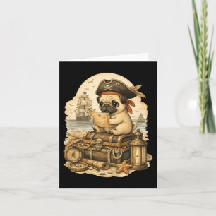 Pug verkleed als piraat Funny Dog Pug Halloween Kaart
