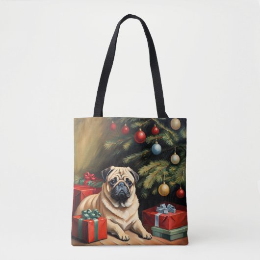 Pug viert Kerstmis Draagtas (Voorkant)