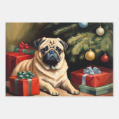 Pug viert Kerstmis Inpakpapier Vel (Voorkant 2)