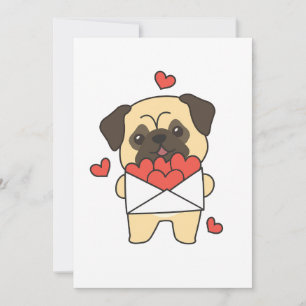 Pug voor Valentijnsdag Mooie Dieren Hart Feestdagenkaart