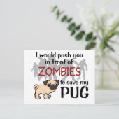 Pug vs. Zombies Briefkaart (Staand voorkant)
