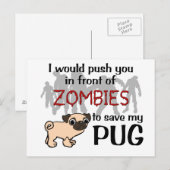 Pug vs. Zombies Briefkaart (Voorkant / Achterkant)