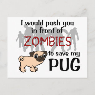 Pug vs. Zombies Briefkaart
