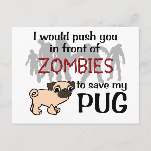 Pug vs. Zombies Briefkaart (Voorkant)