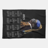 Pug w/Pearl Earring Vermeer Schilderij 2025 Kalend Theedoek (Horizontaal)