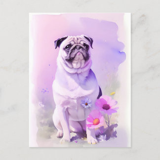 Pug Waterverf Portret 1 Briefkaart
