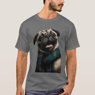 Pug wearing a scarf t-shirt