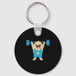 Pug Weight Lifting Funny Dog Lover Workout Fitness Sleutelhanger