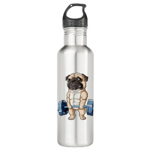 Pug Weightlift Funny Deadlift Mannen Fitness Gym Waterfles