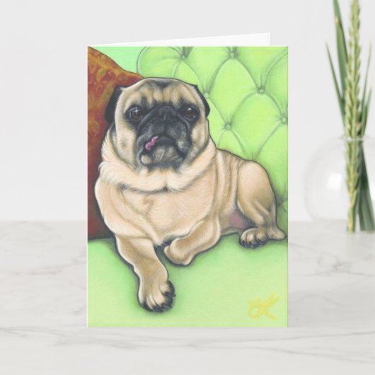 Pug Wenskaart Kaart (Voorkant)