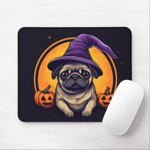 Pug Witch Bumkins Halloween Moon Muismat