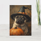 Pug Witch Halloween Feestdagen Kaart (Voorkant)
