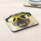 Pug with Goggles Bier Onderzetter (Linkerzijde)