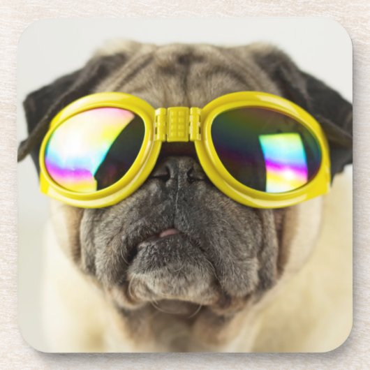 Pug with Goggles Bier Onderzetter (Voorkant)