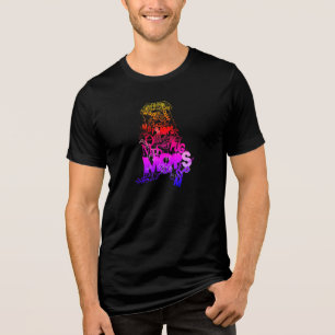 Pug Woord Kunst Regenboog Kleuren Tri-Blend Shirt