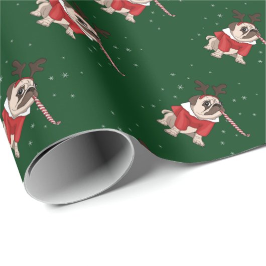 Pug Xmas Cadeaupapier (Rol Hoek)