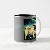 Pug "y good day mok" tweekleurige koffiemok (Voorkant rechts)