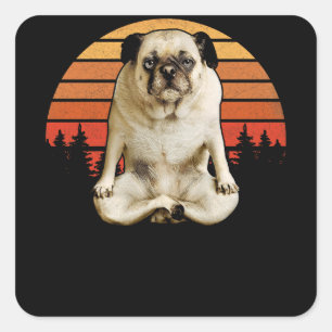 Pug Yoga Mandala Spirituele Meditation Vierkante Sticker