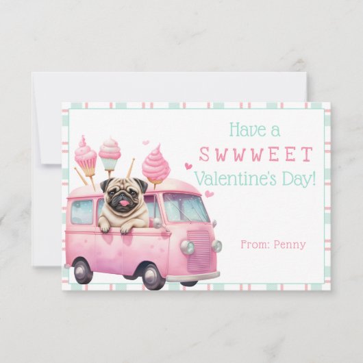 Pug zoete Valentijnsdag kaart (Voorkant)
