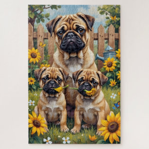 Pug Zonnebloem Tuin Kunst Legpuzzel