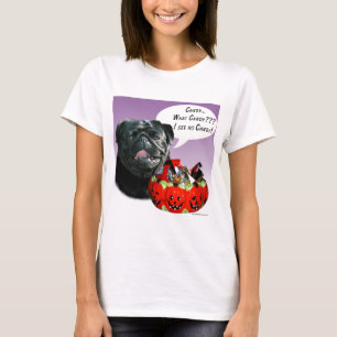 Pug (zwart) Halloween Snoep T-shirt