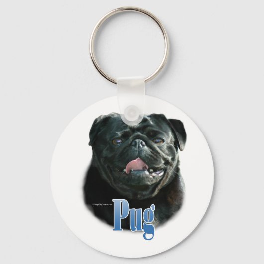 Pug (zwart) Naam Sleutelhanger (Voorkant)