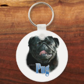 Pug (zwart) Naam Sleutelhanger (Voorkant)