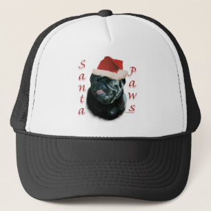 Pug (zwart) Santa Paws Trucker Pet
