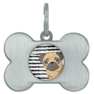 Pug zwart wit patroon huisdieren naamplaatje