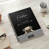 Pug Zwart Wit Plakken Aangepaste Naam Monogram Planner