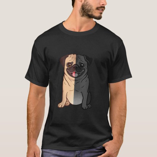Pug zwart-wit, zwart-wit, zwart-wit, zwart-wit, ru t-shirt (Voorkant)