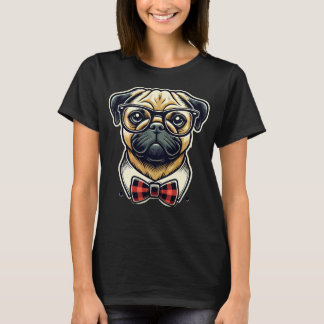 Pugdog met bril Pop Art Style T-shirt