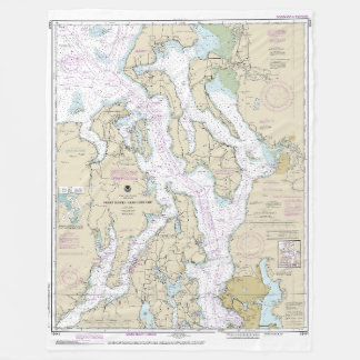 Puget Sound-Northern Part nautische kaart 18441 Fleece Deken