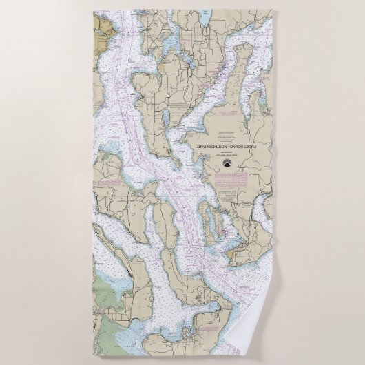 Puget Sound-Northern Part nautische kaart 18441 Strandlaken (Voorkant)