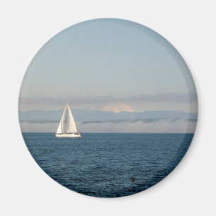 Puget Sound Sailboat and Mountain Range Magneet